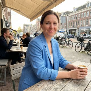 Linen cotton Fishbone cobalt