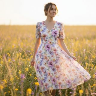 Linen cotton Peony roses RAMIE light pink digital print