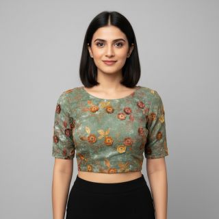 Cotton fabric TIE DYE EMBROIDERY Poppy design O