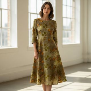 Cotton fabric TIE DYE EMBROIDERY Poppy design P