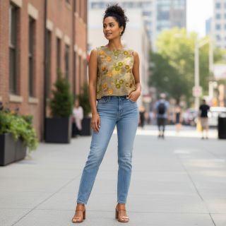 Cotton fabric TIE DYE EMBROIDERY Poppy design P