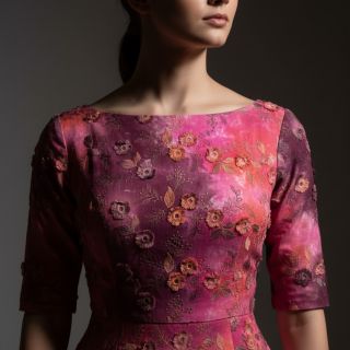 Cotton fabric TIE DYE EMBROIDERY Poppy design Q