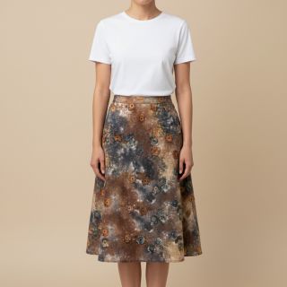 Cotton fabric TIE DYE EMBROIDERY Poppy design M