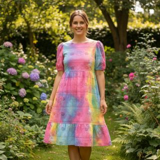 Cotton fabric EMBROIDERY Tie dye Della design B