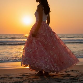 Cotton fabric TIE DYE EMBROIDERY Poppy design K