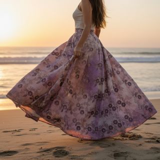 Cotton fabric TIE DYE EMBROIDERY Poppy design J