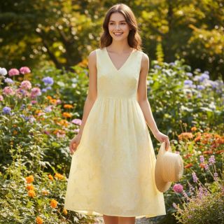 Cotton fabric EMBROIDERY Tie-Dye yellow