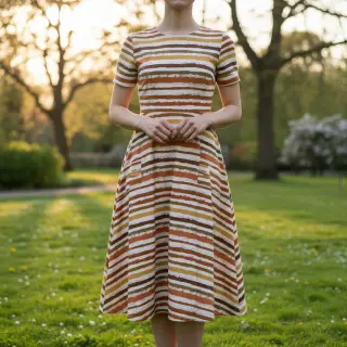 Cotton fabric Big stripes Snoozy brick