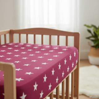 Cotton fabric Stars cerise