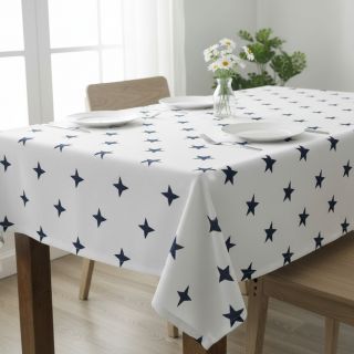 Cotton fabric Stars white/navy