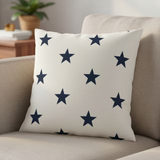 Cotton fabric Stars white/navy