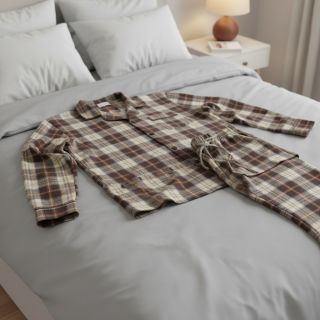 Cotton fabric YARN DYED CHECK BRUSHED brown