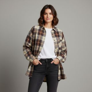 Cotton fabric YARN DYED CHECK BRUSHED brown