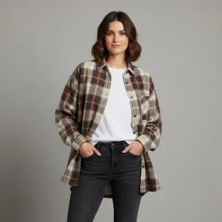 Cotton fabric YARN DYED CHECK BRUSHED brown