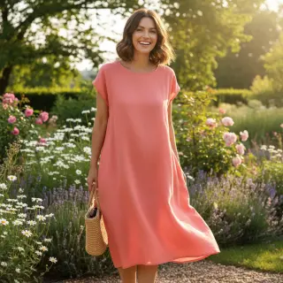Cotton poplin coral