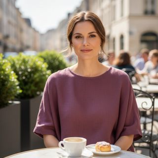 Cotton fabric SLUB WASHED mauve