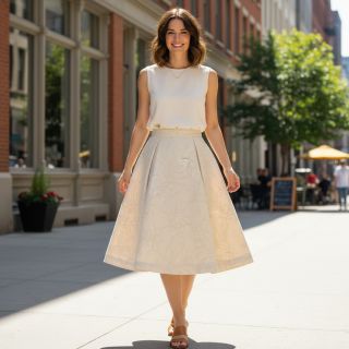 Cotton fabric EMBROIDERY GABARDINE Luana natural