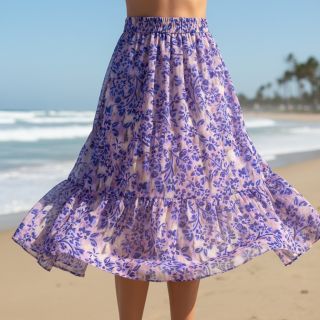 Cotton fabric SATIN Purple flowers digital print