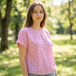 Cotton fabric Check pink