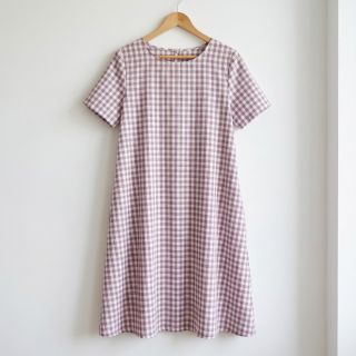 Cotton fabric Check mauve