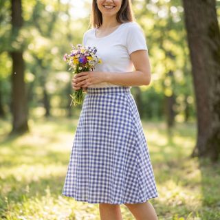 Cotton fabric Check lavender