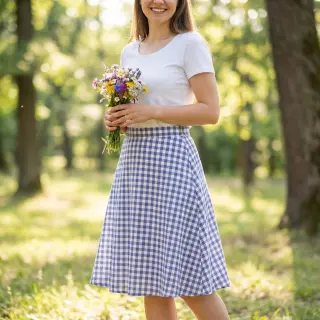 Cotton fabric Check lavender