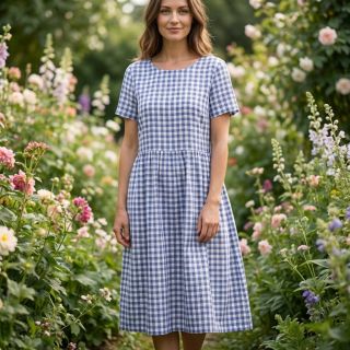 Cotton fabric Check lavender