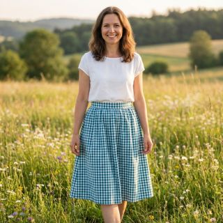 Cotton fabric Check petrol