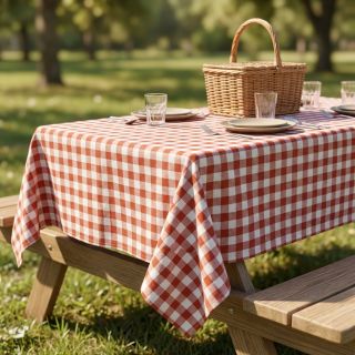 Cotton fabric Check terra