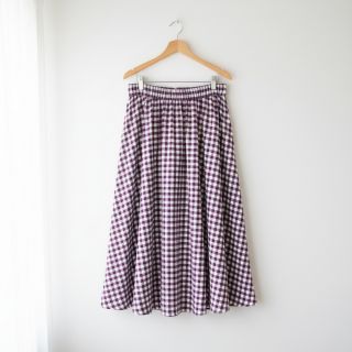 Cotton fabric Check aubergine