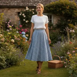 Cotton fabric Check blue