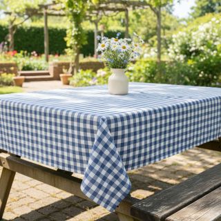 Cotton fabric Check blue