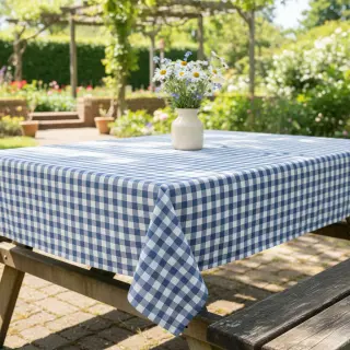 Cotton fabric Check blue