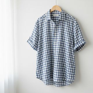 Cotton fabric Check blue