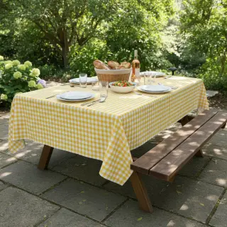 Cotton fabric Check yellow