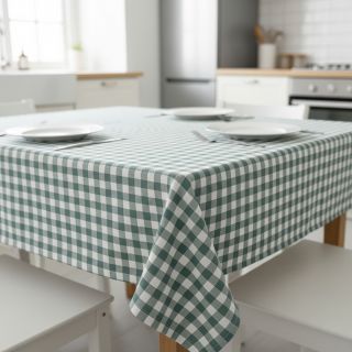 Cotton fabric Check teal