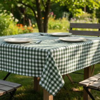 Cotton fabric Check dark green