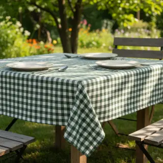Cotton fabric Check dark green
