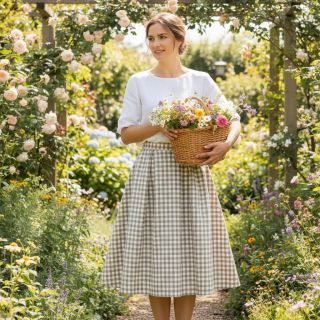 Cotton fabric Check sand