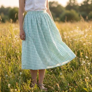 Cotton fabric Check mint