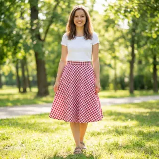 Cotton fabric Check berry