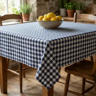Cotton fabric Check navy