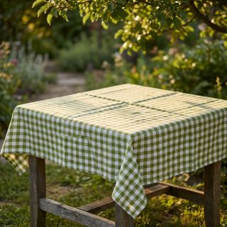 Cotton fabric Check old lime