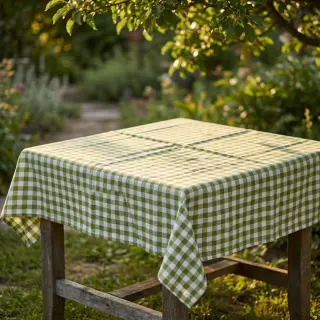 Cotton fabric Check old lime