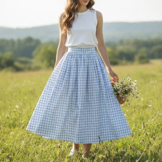 Cotton fabric Check light blue