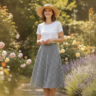 Cotton fabric Check black