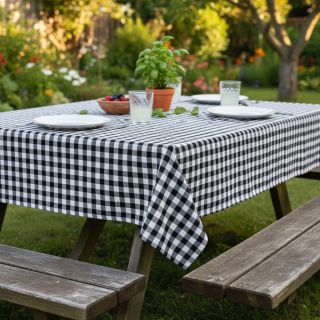 Cotton fabric Check black