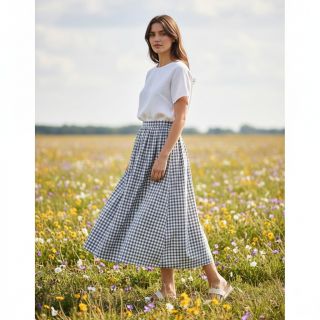 Cotton fabric Check grey