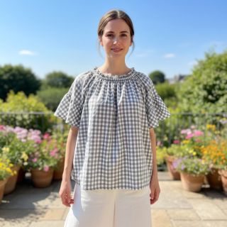 Cotton fabric Check grey