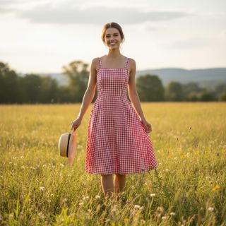 Cotton fabric Check red